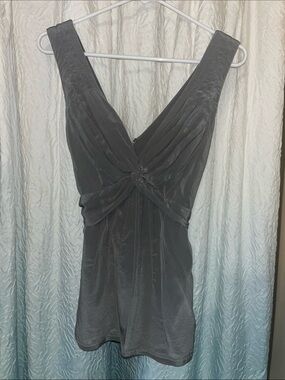 BCBGMaxAzria Charcoal Gray V-Neck Sleeveless Mini Top